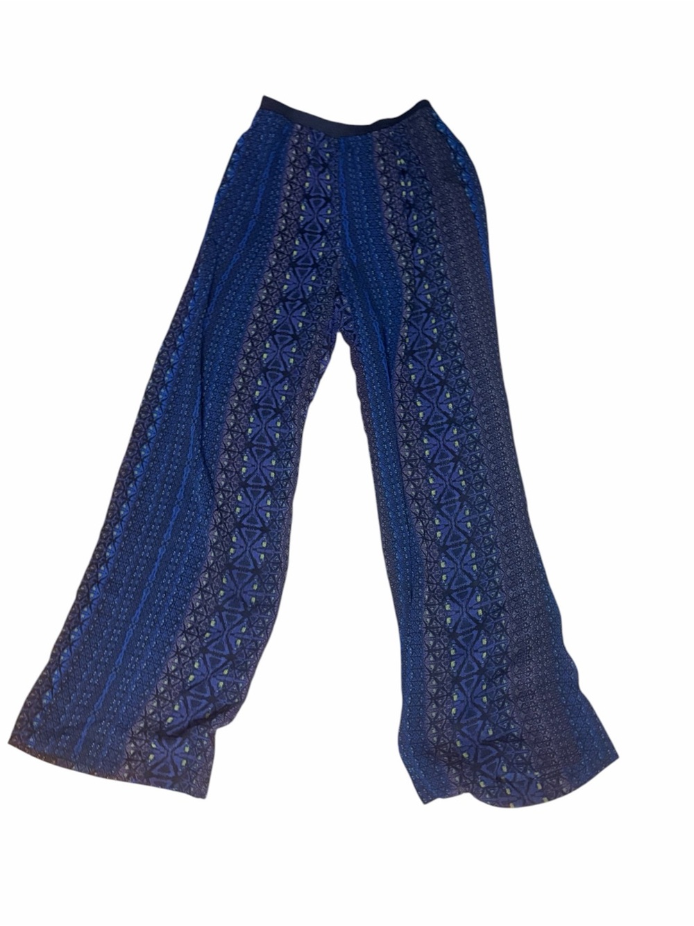 Zara Navy Blue Patterned Wide-Leg Lightweight Pants